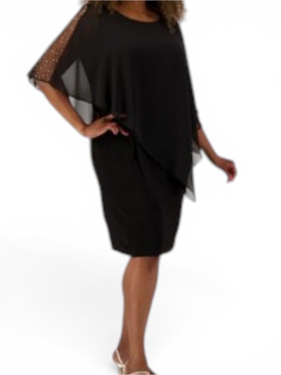 SLNY Dresses & Skirts - Asymmetrical Overlay Dress with Embellished Shoulders
